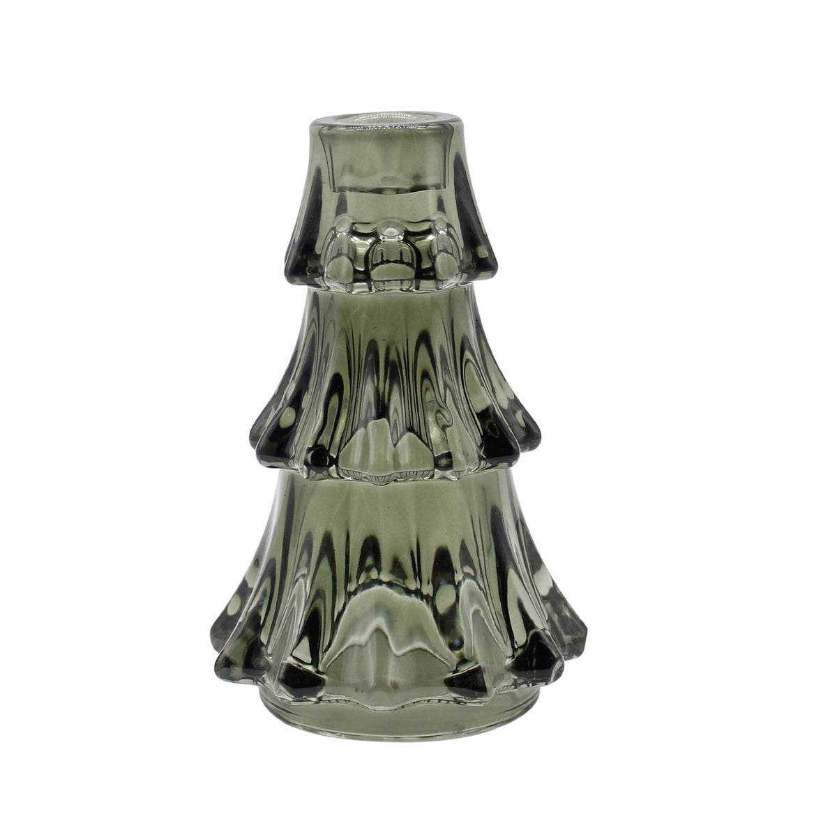 6"Green Glass Tree Taper Holder