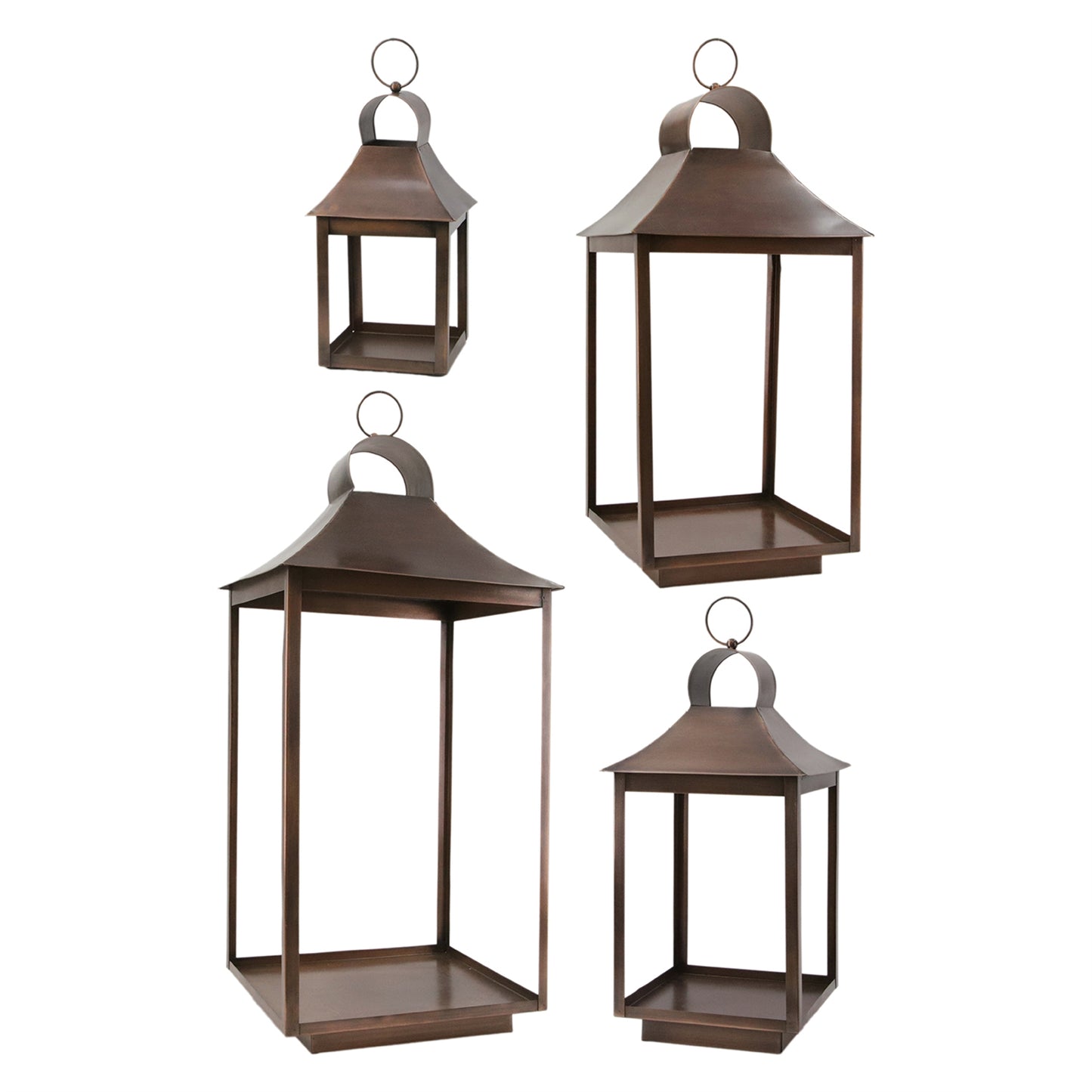 Set of 4 Bronzed Traditional Lanterns