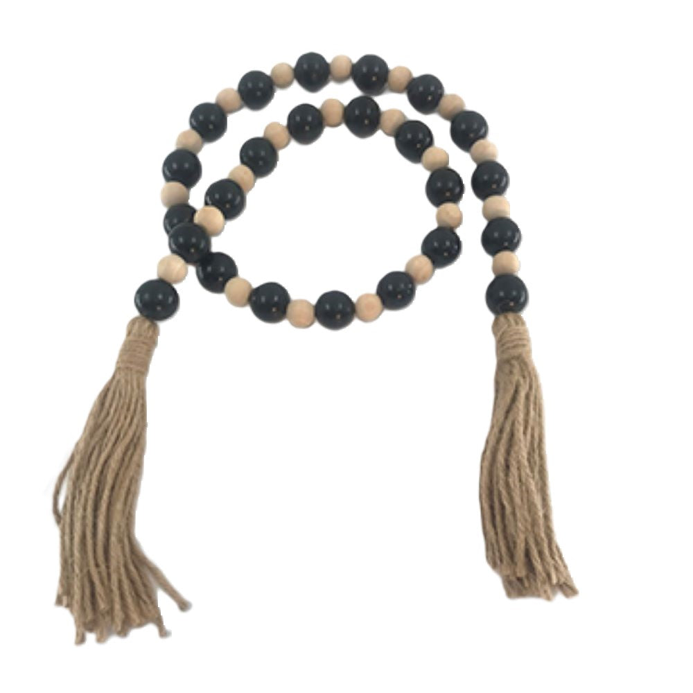 48" Black and Natural Bead Garland