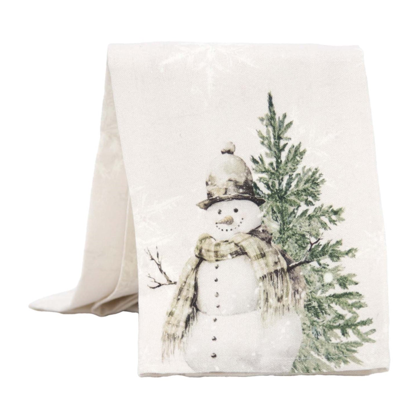 Snowflake and Snowman Tea Towel