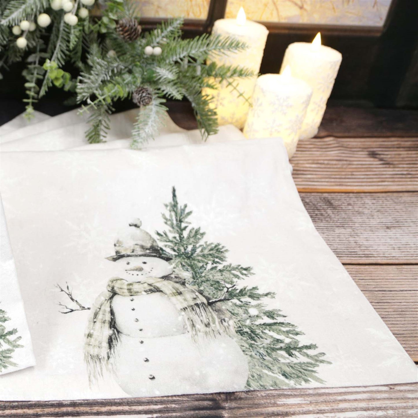Snowflake and Snowman Table Runner
