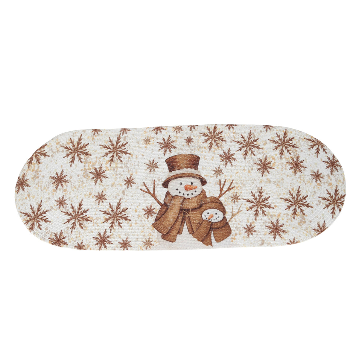 Snowman and Snowflakes Oval Mat
