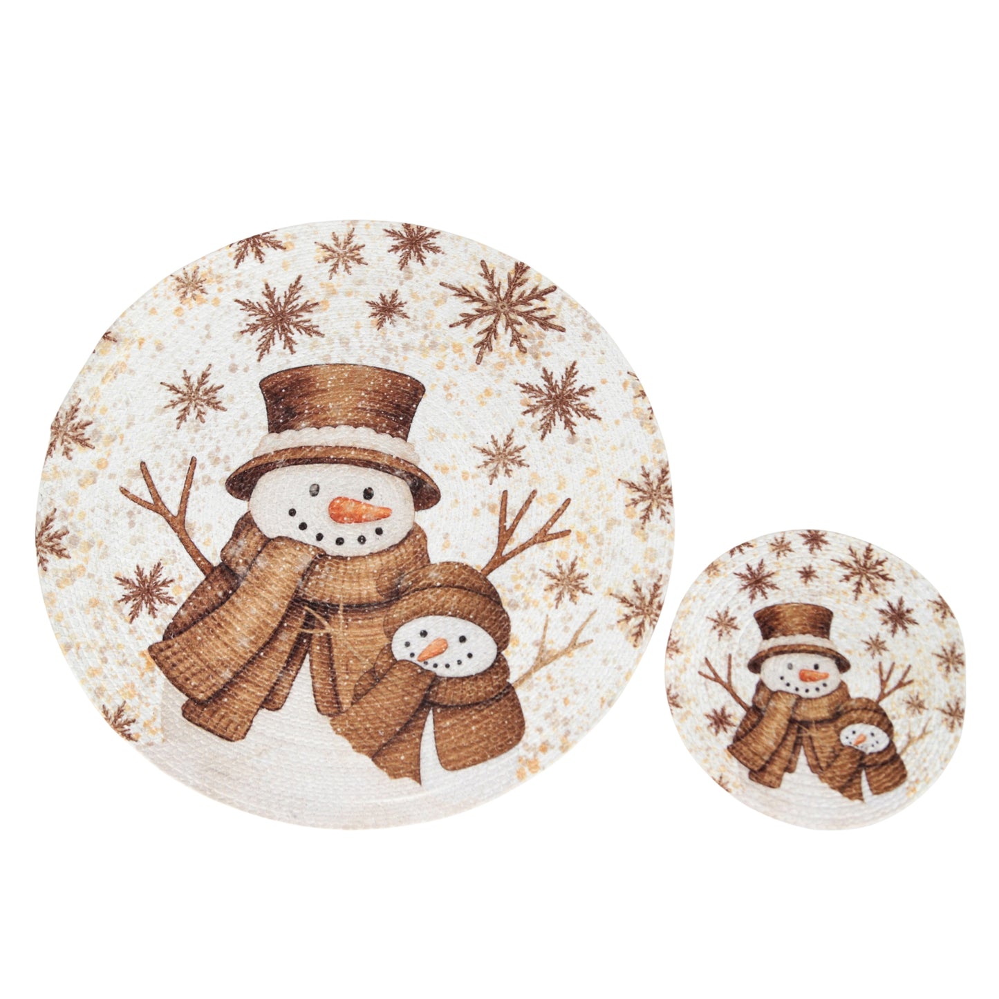 Set of 2 Snowman and Snowflakes Placemats