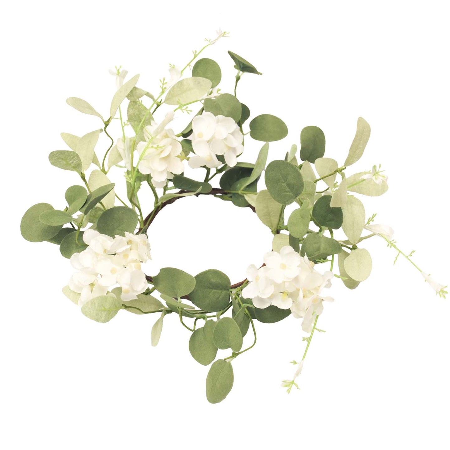 Sage Eucalyptus and White Flower Candle Ring