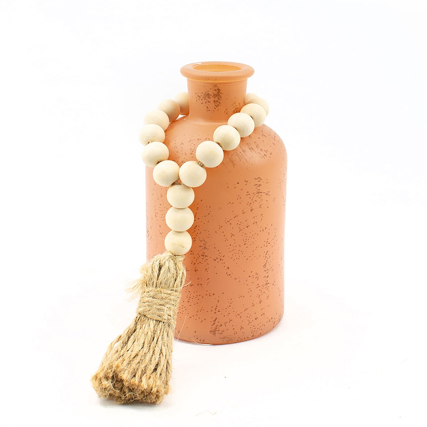 6.5" Apricot Glass Jar with Beads