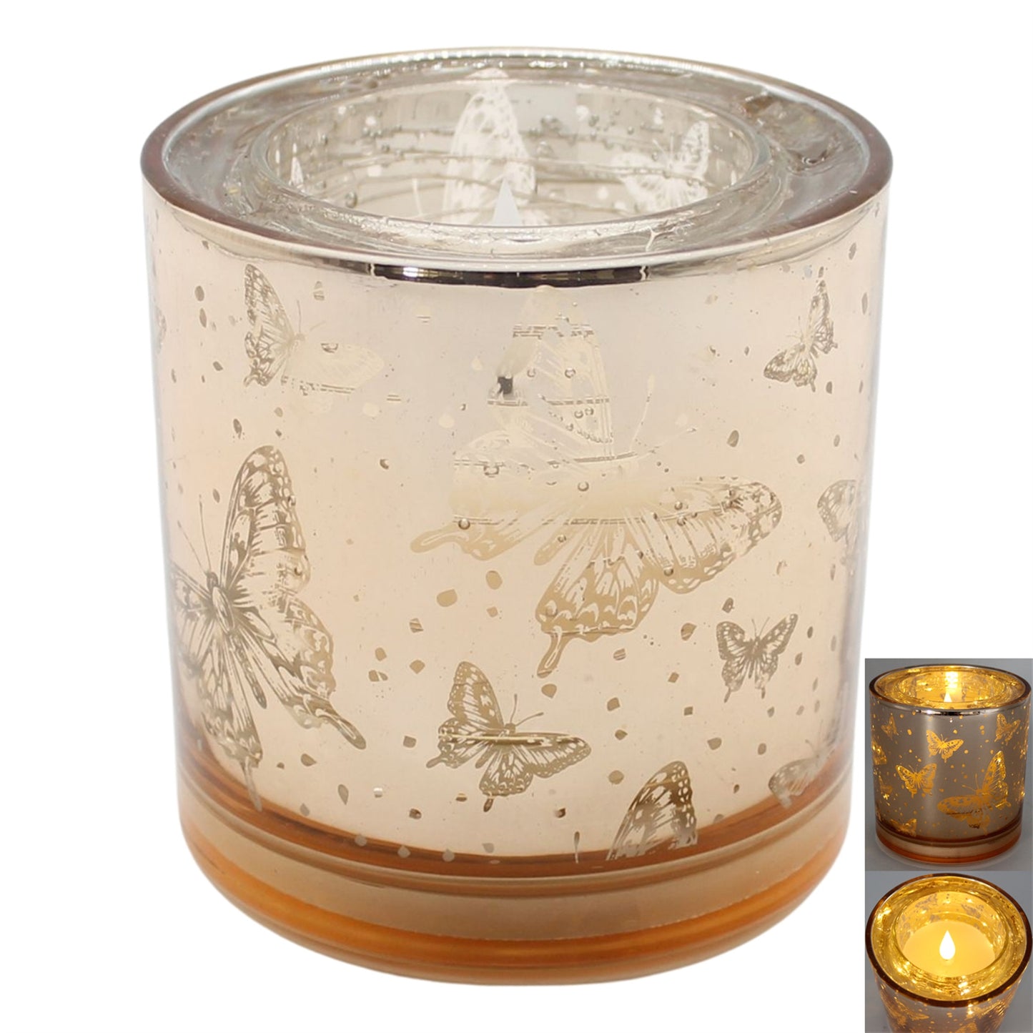 Golden Butterfly Glass Jar LED Candle