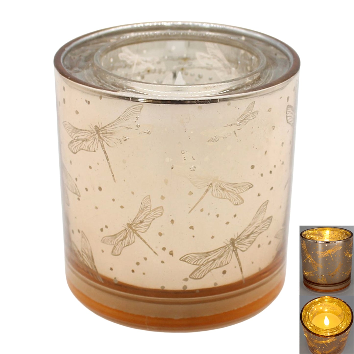 Golden Dragonfly Glass Jar LED Candle