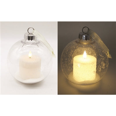 6.5" Ball Ornament Frosty LED Candle