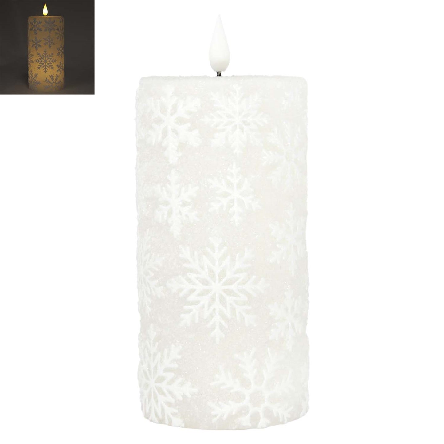 6 inch White Snowflake LED Pillar