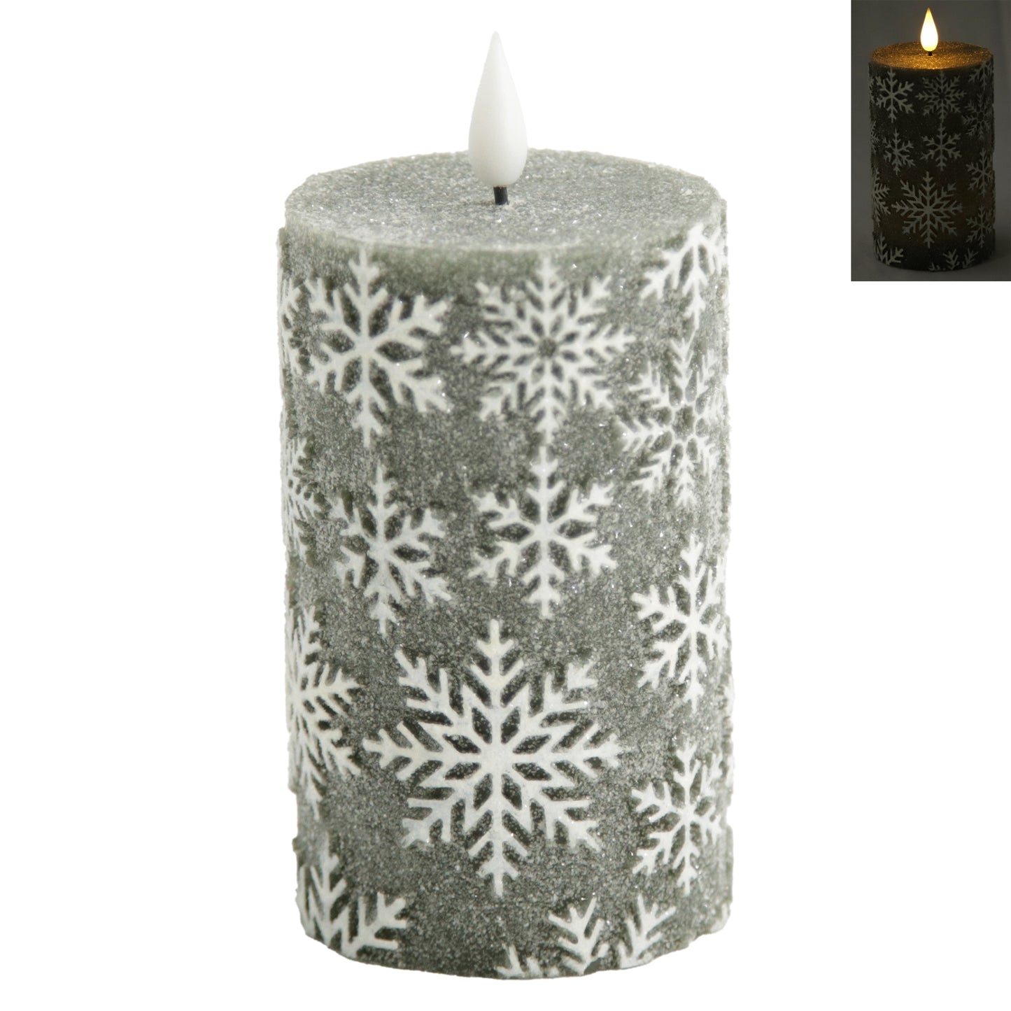 Large Dark Green Snowflake LED Pillar