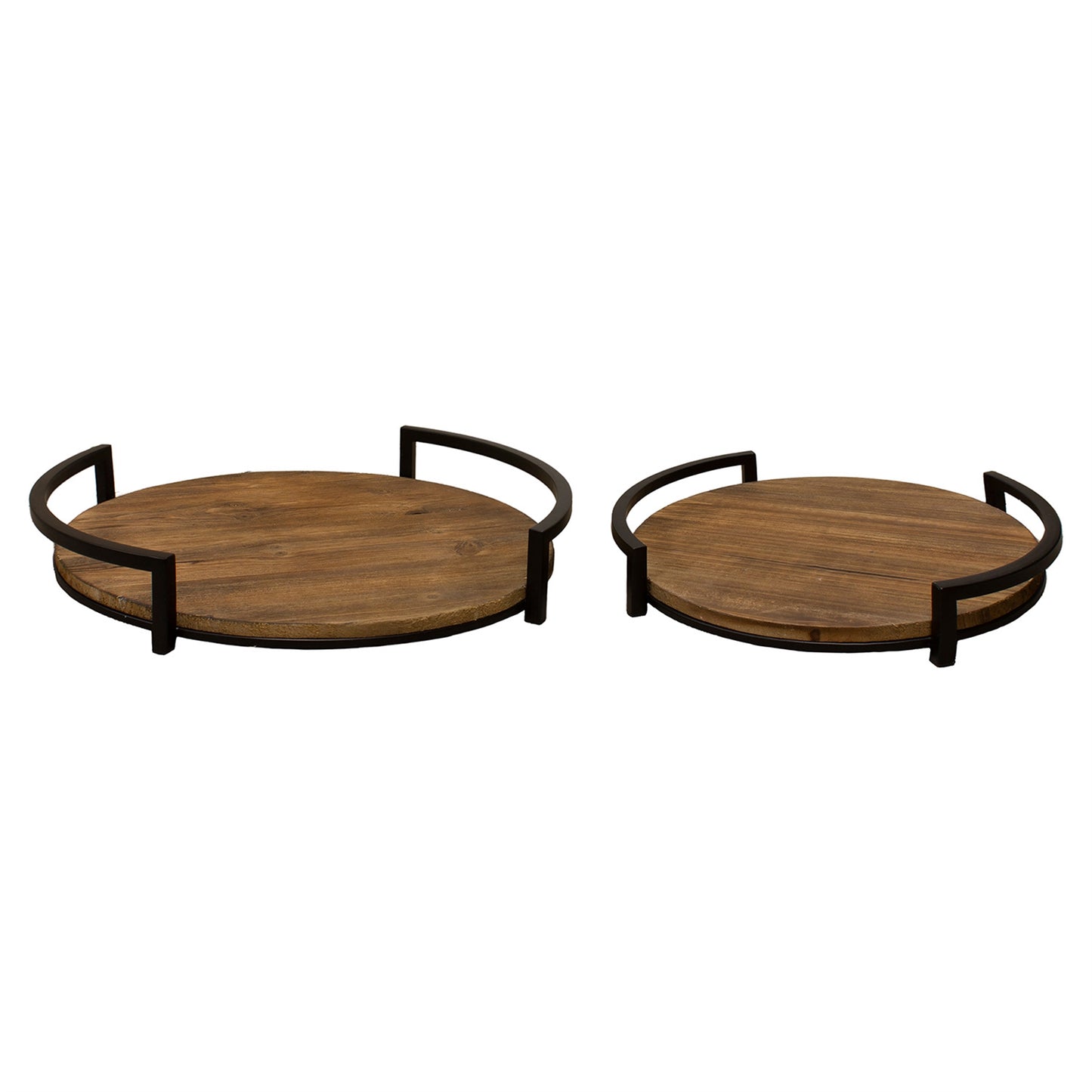 Set/2 Round Wood Trays