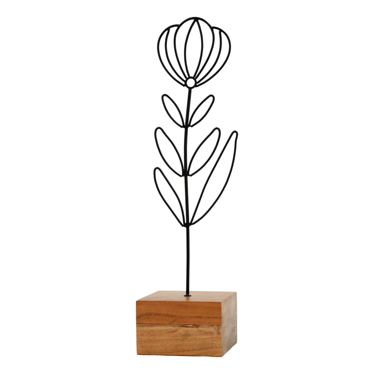 Wire Flower on Wood Base