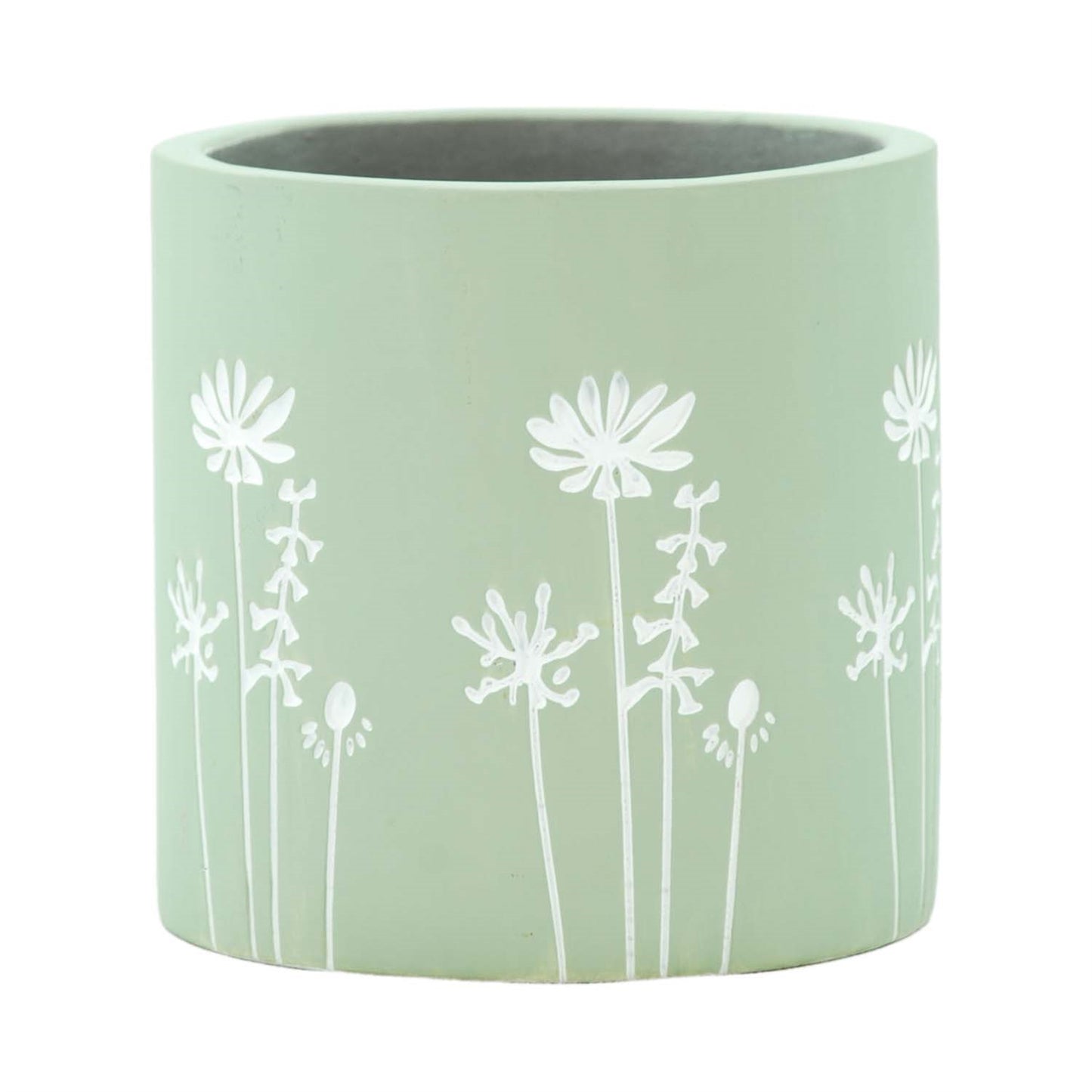 Green Flower Embossed Jar