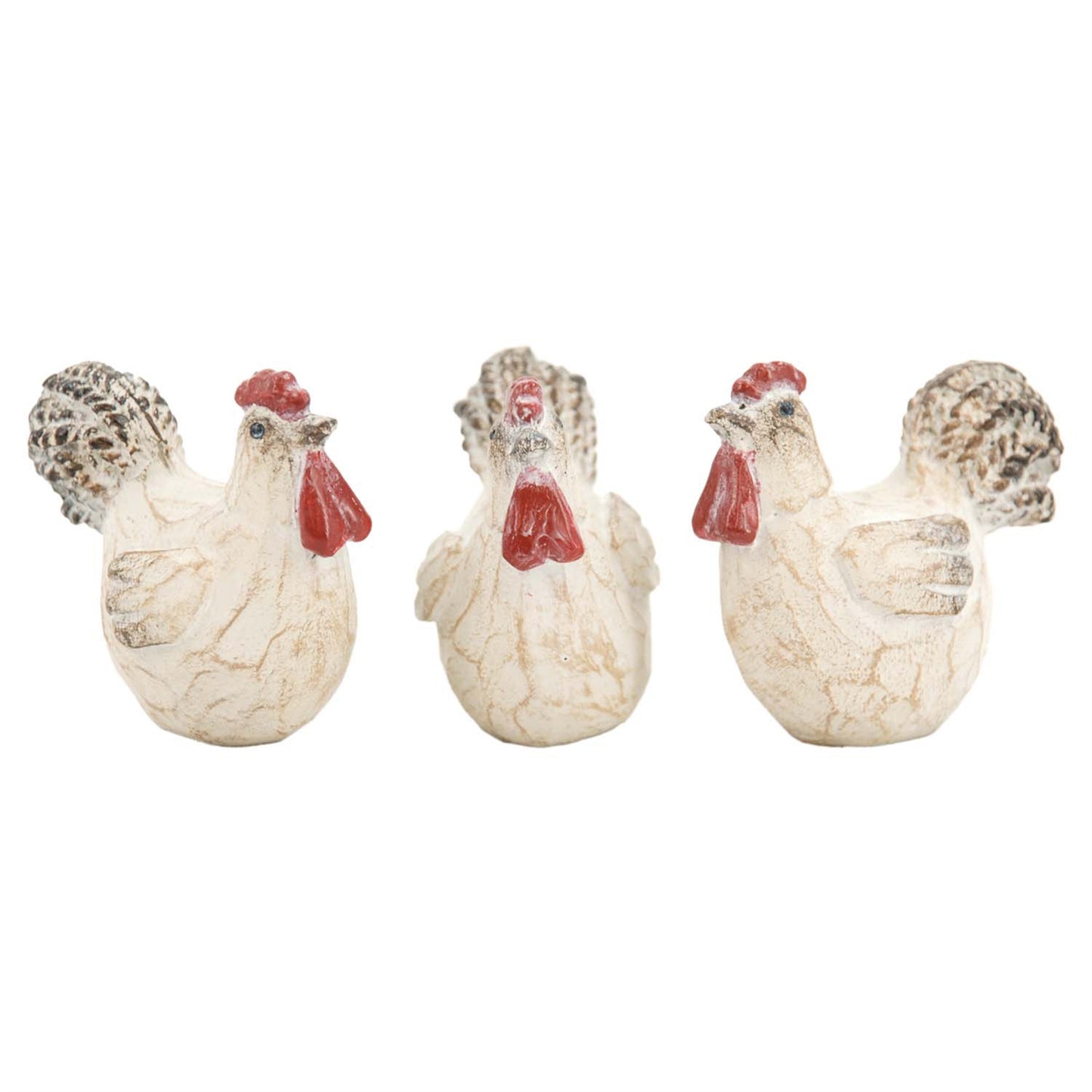 Set/3 Little Resin Roosters