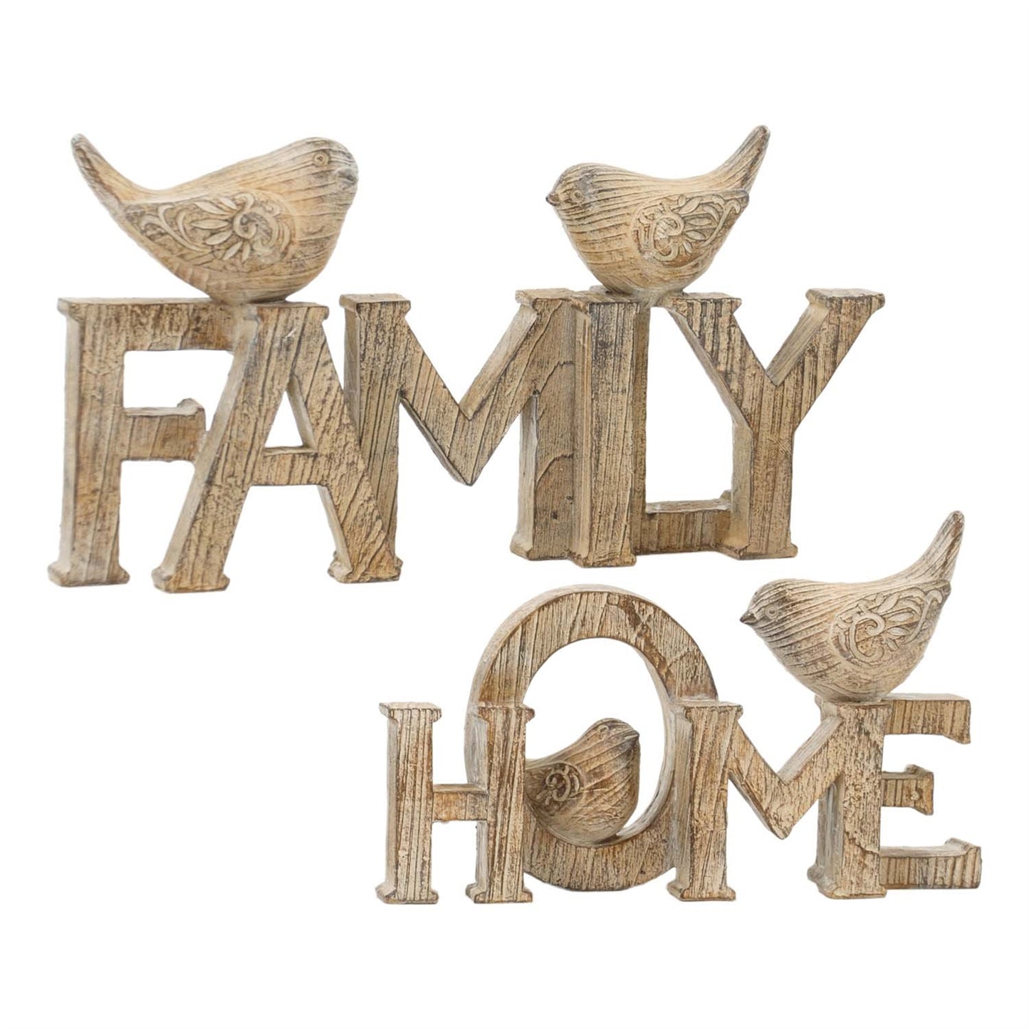 2 Assorted Family and Home Resin Cutout Blocks