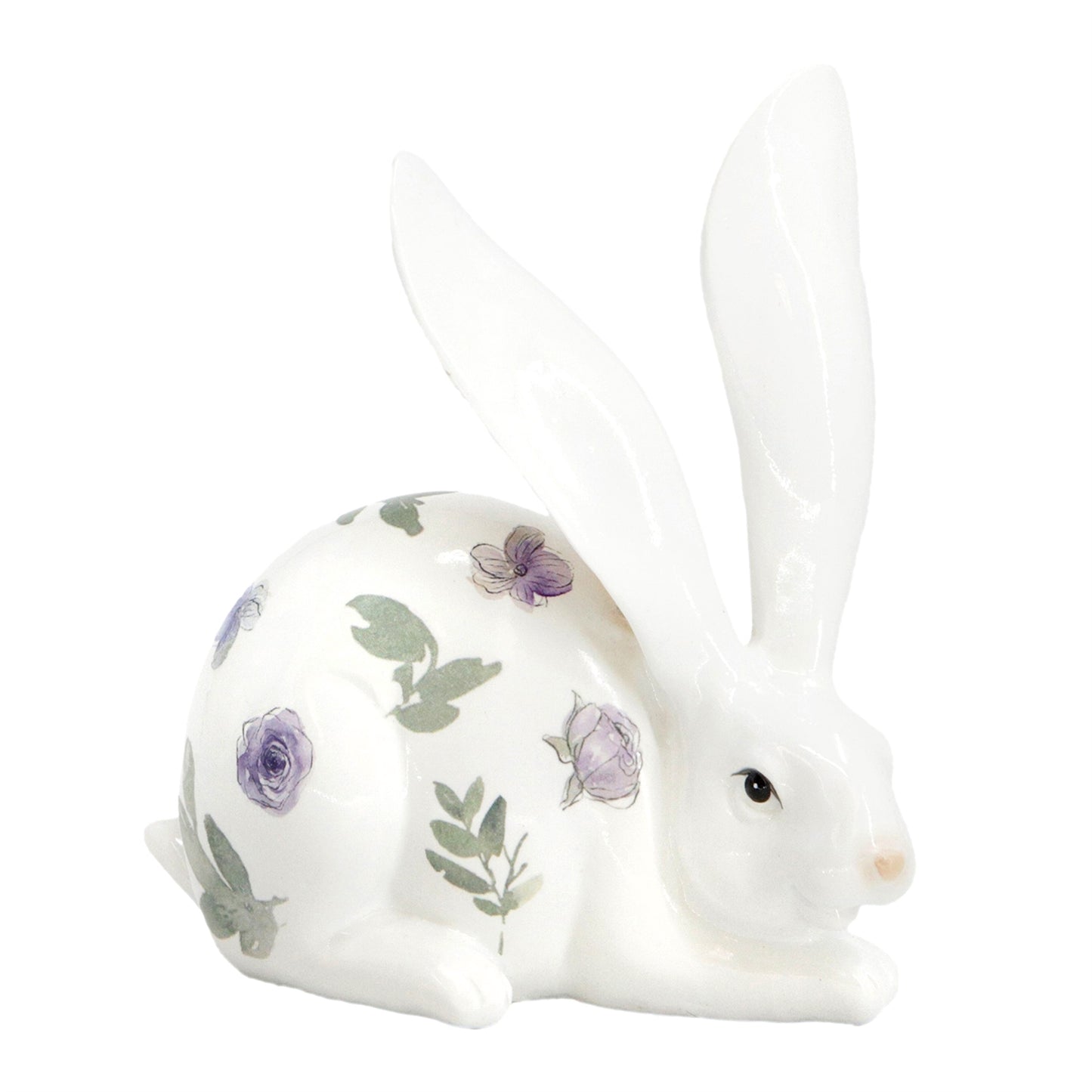 Fuschia Flower Porcelain Bunny