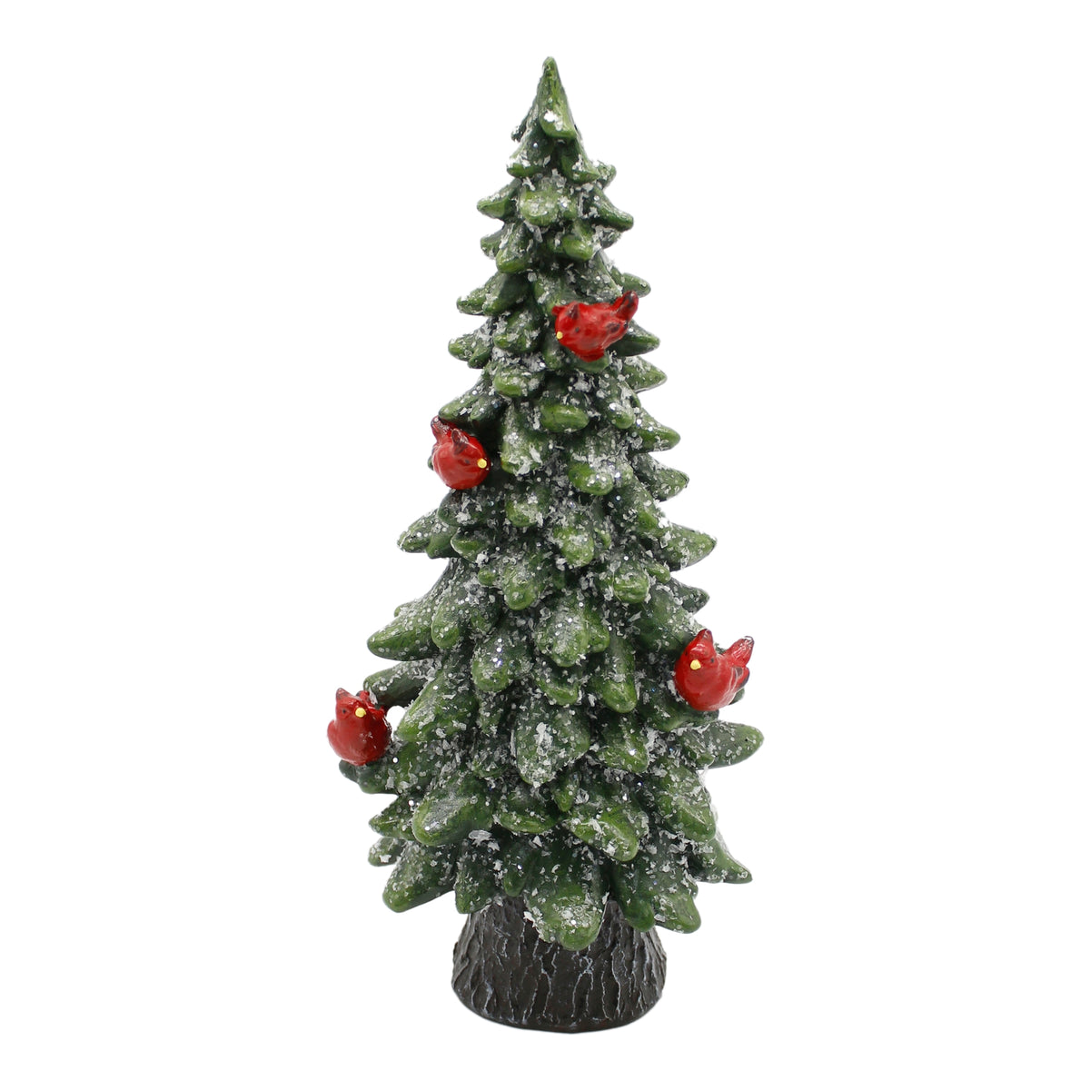 Large Green Resin Tree with Cardinals