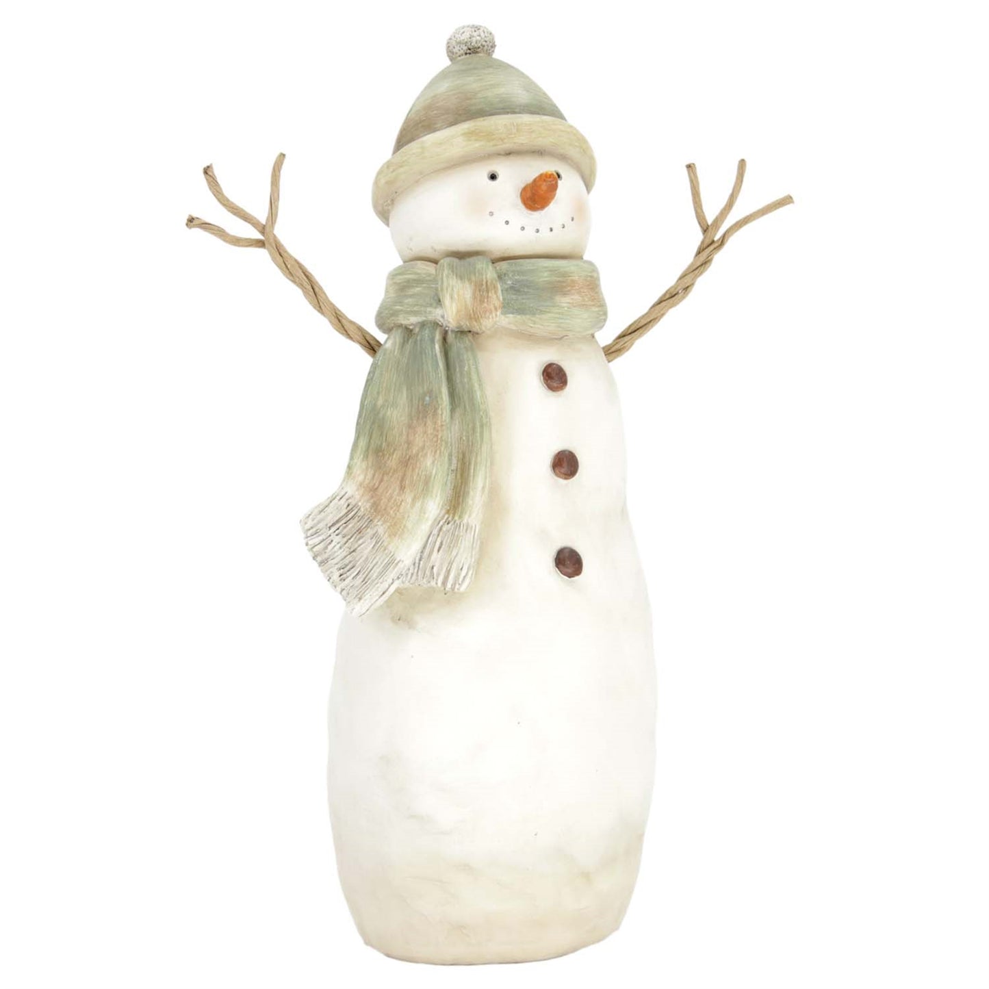 Tall Green Scarf Resin Snowman