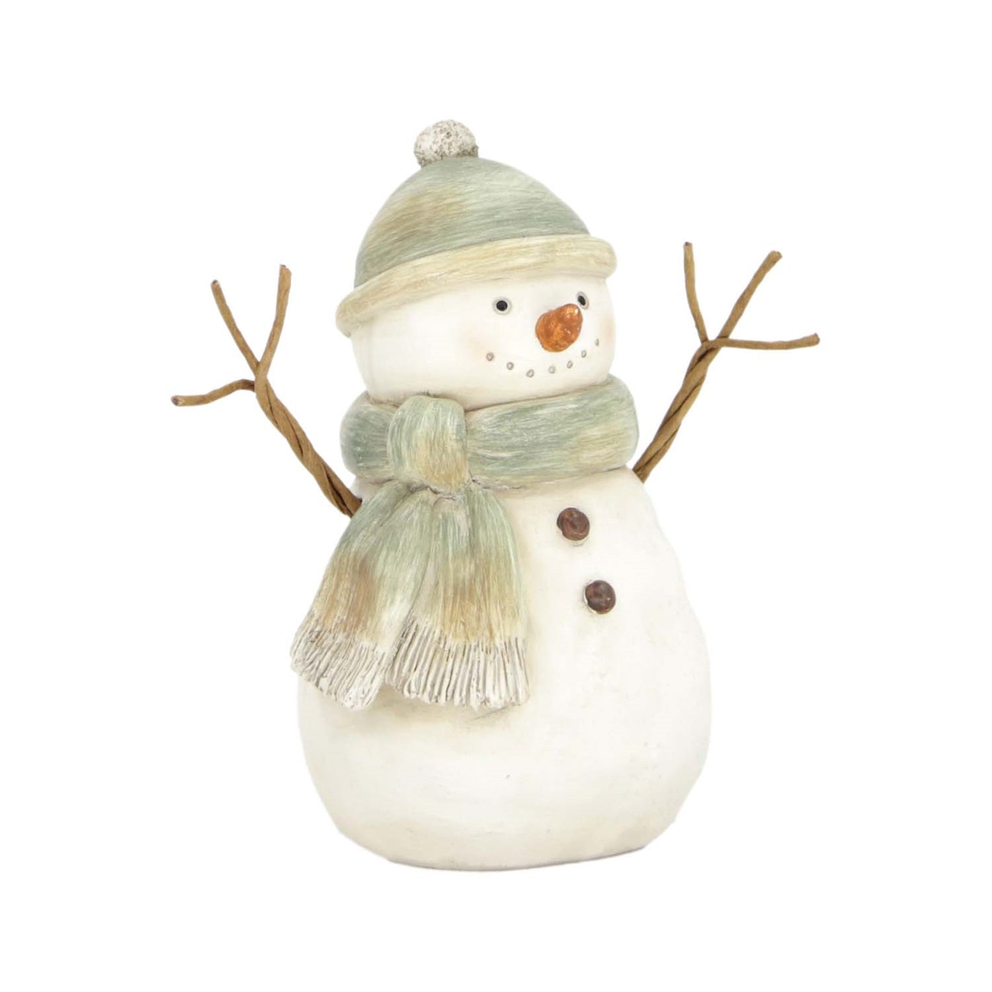 Little Green Scarf Resin Snowman