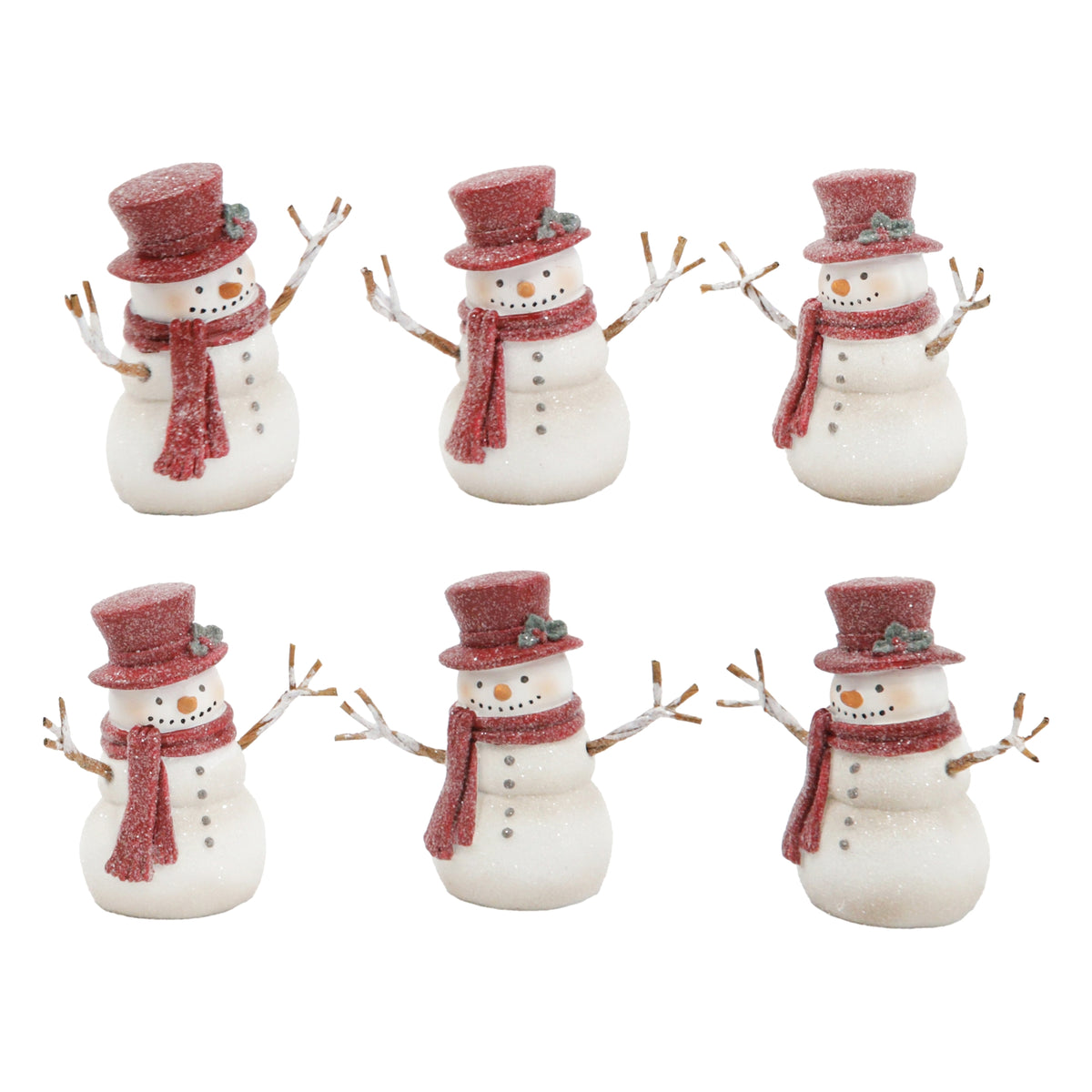 Set of 6 Little Crimson Snowmen