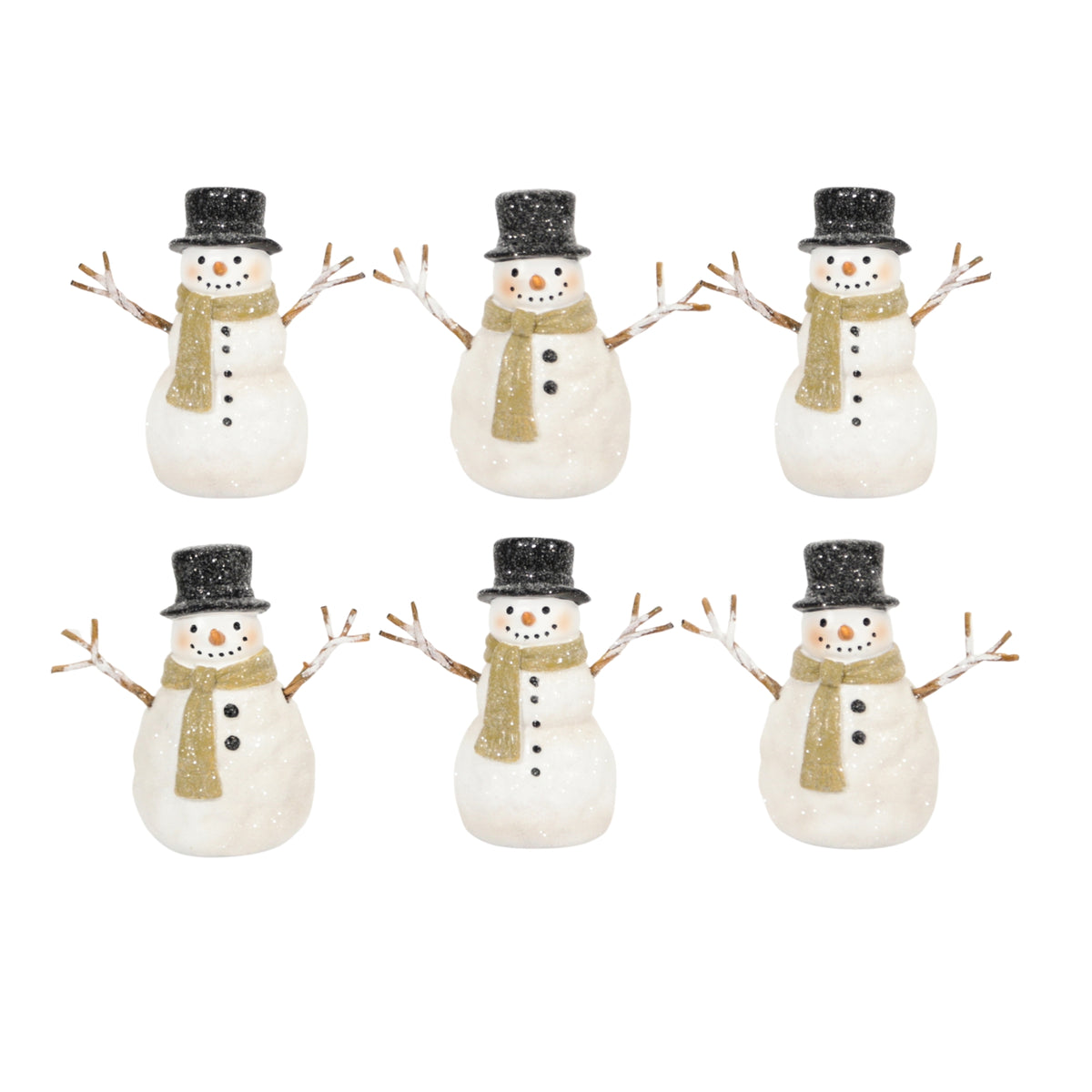 Set of 6 Little Top Hat Snowmen