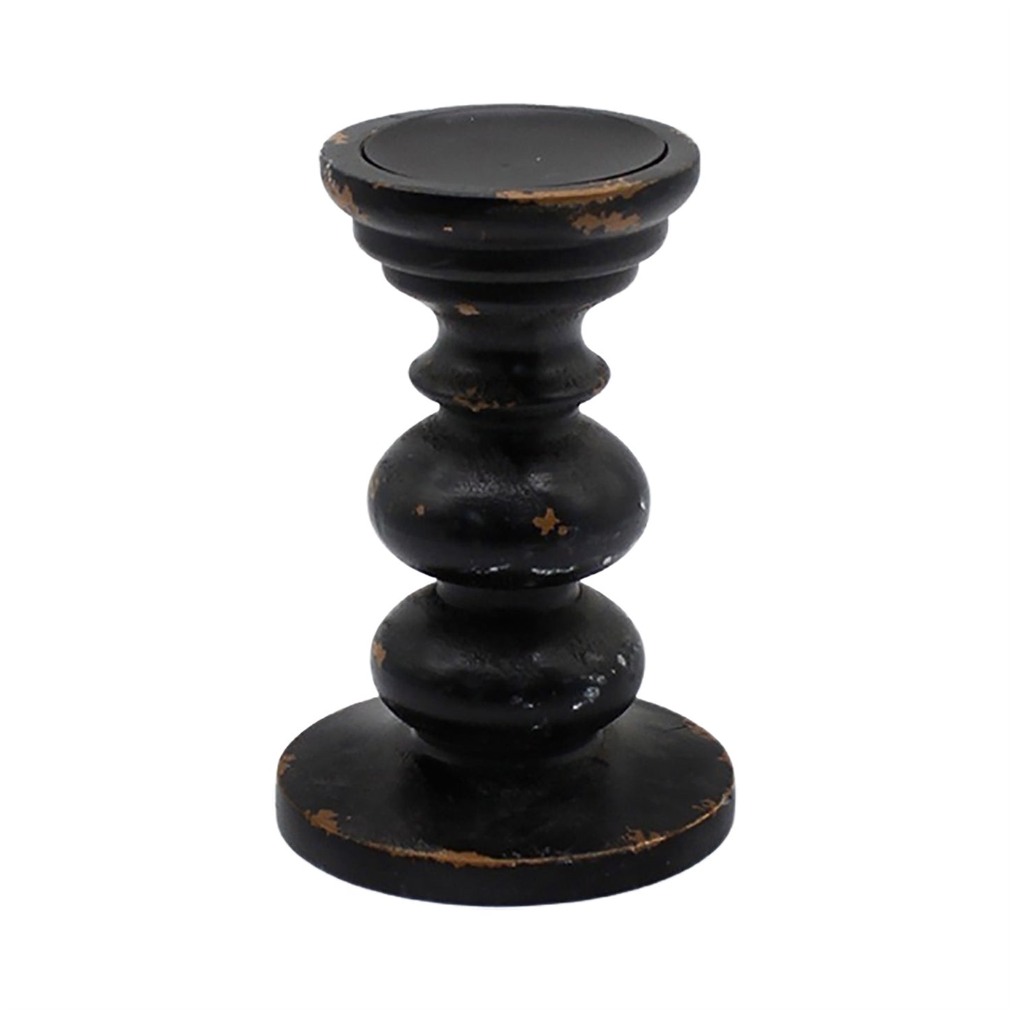 7.5" Black Wood Tall Pillar Holder