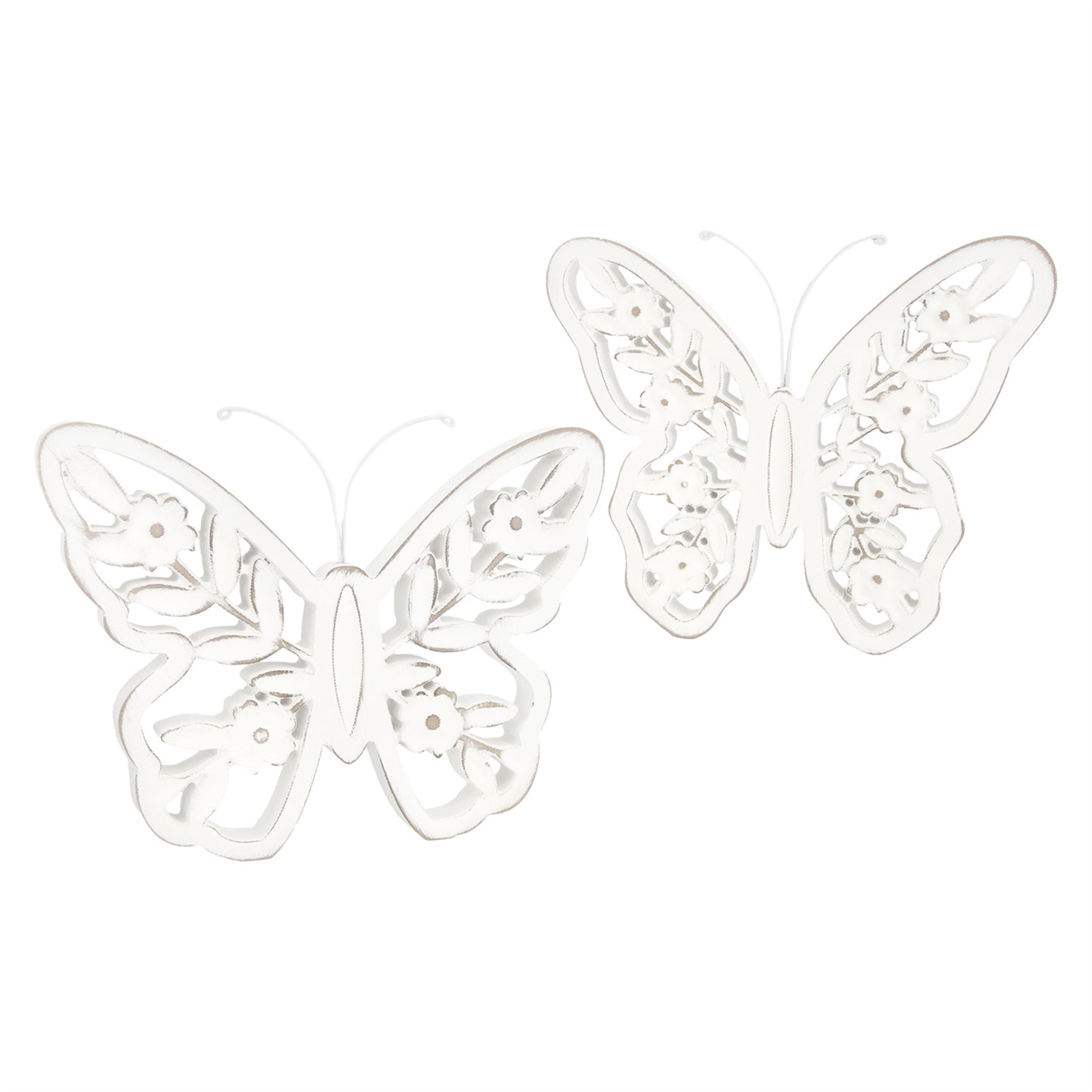 2 Assorted Cream Butterfly Cutout Blocks