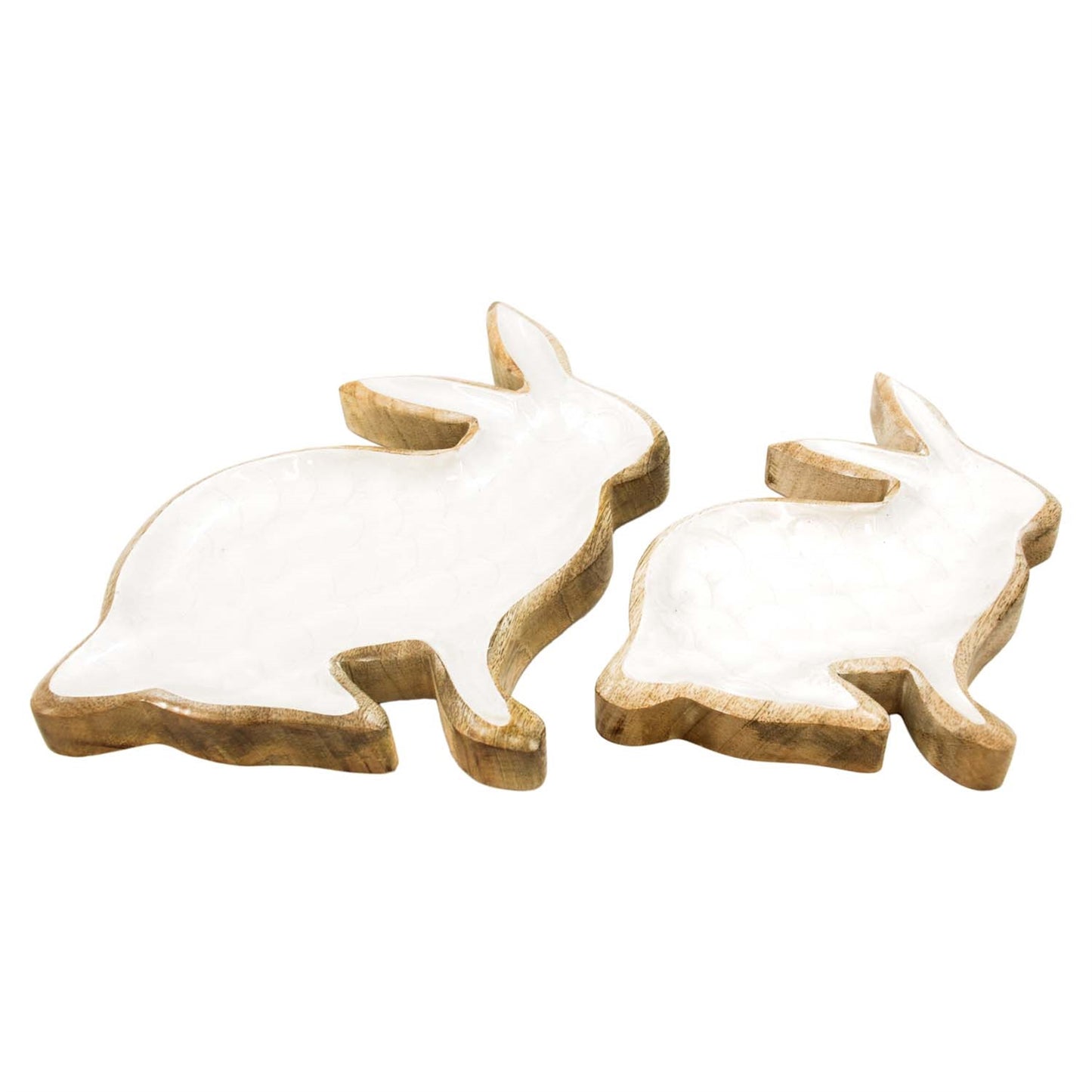 Set of 2 Scalloped Enamel Bunny Trays
