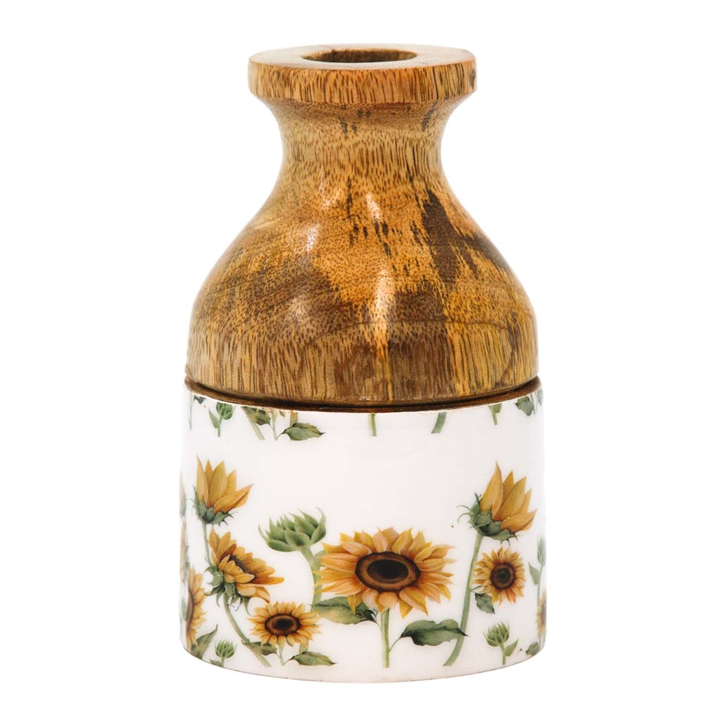 Large Sunflower Enamel Wood Vase