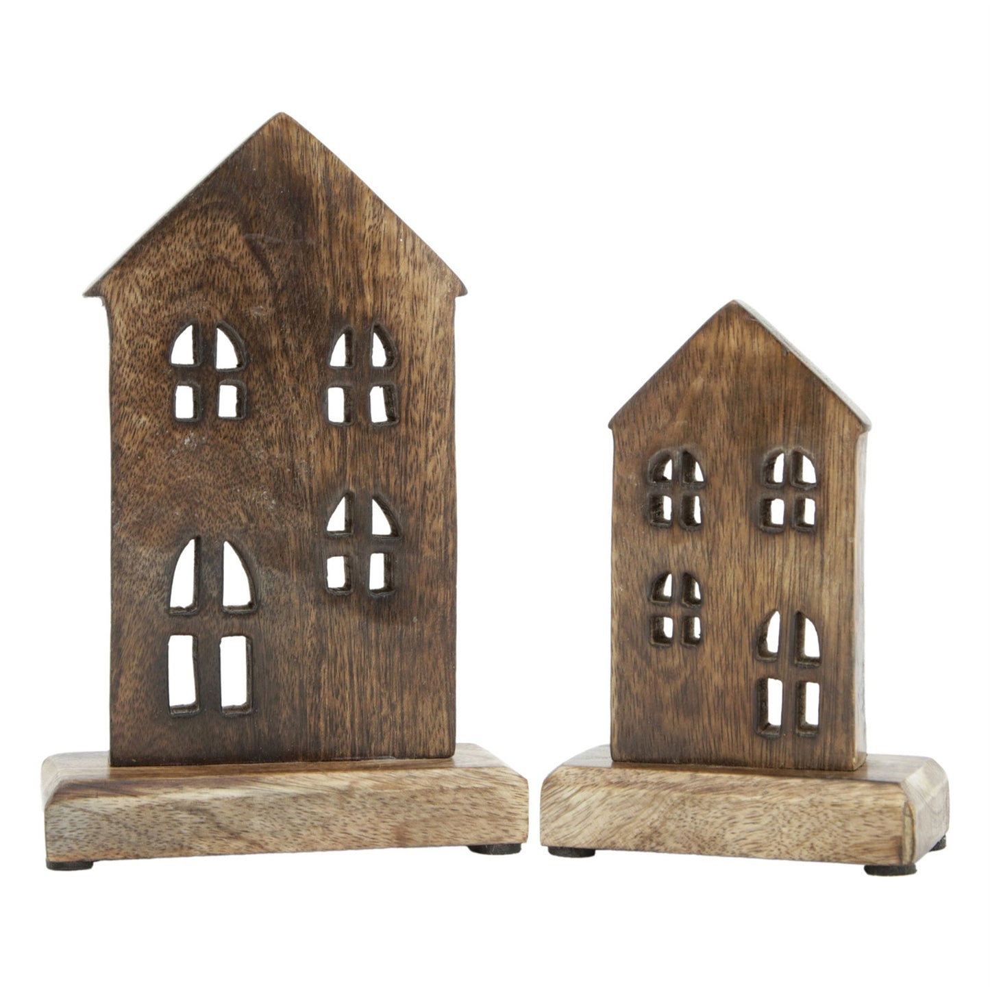 Set of 2 Dark Wood House Stands