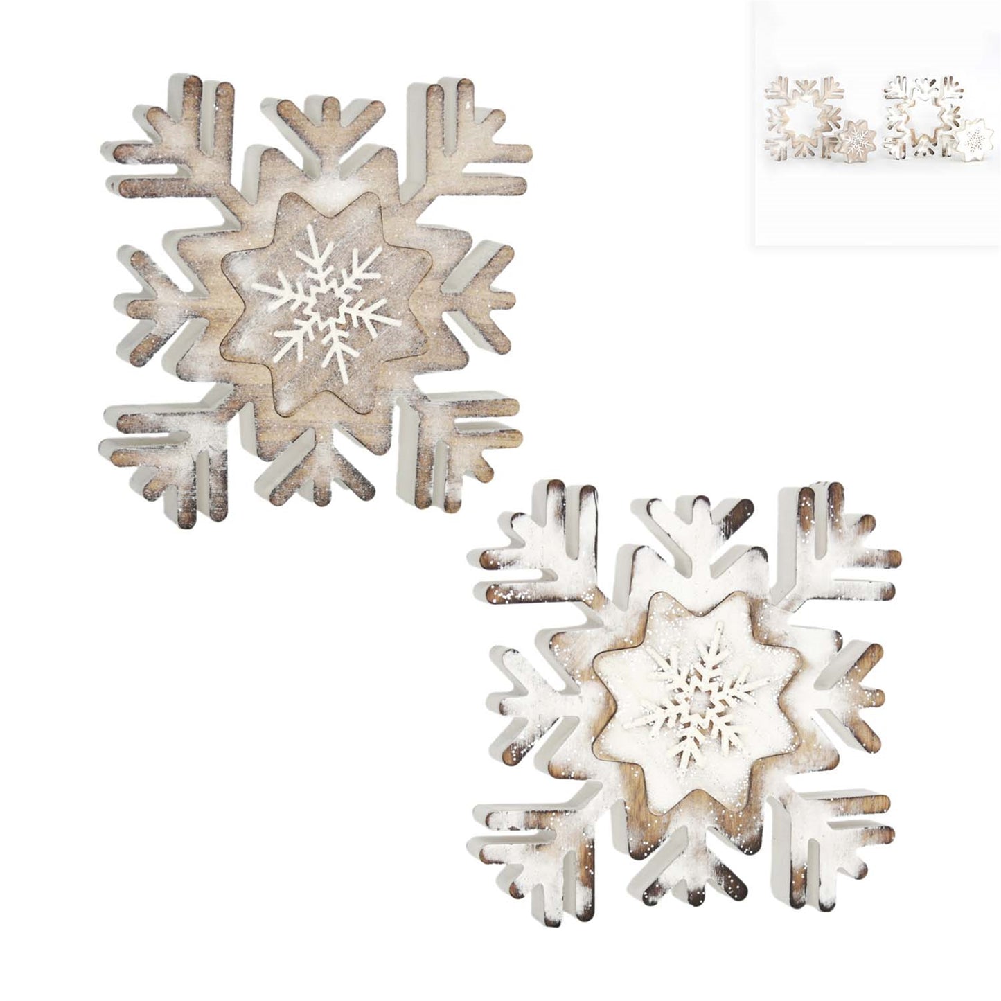 2 Assorted White and Tan Snowflake Blocks