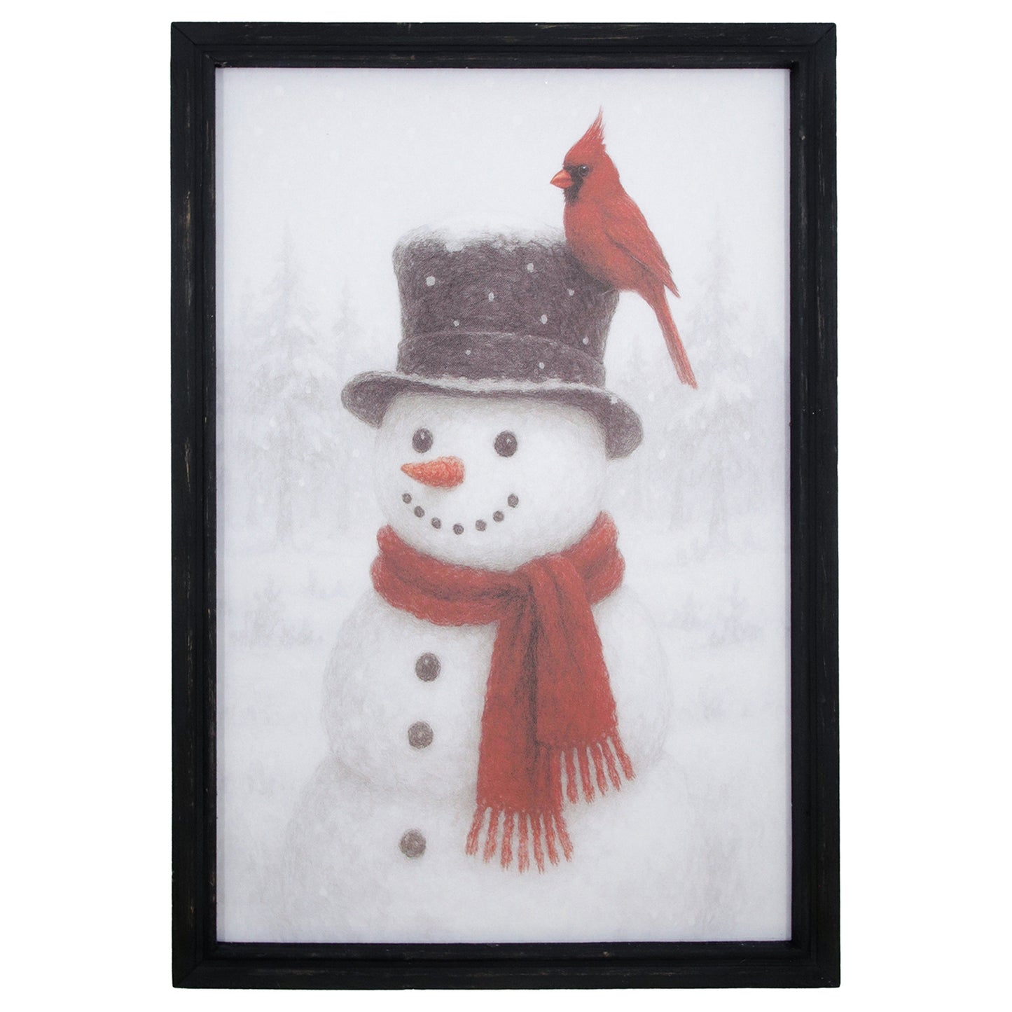 Cardinal Top Hat Snowman Frame