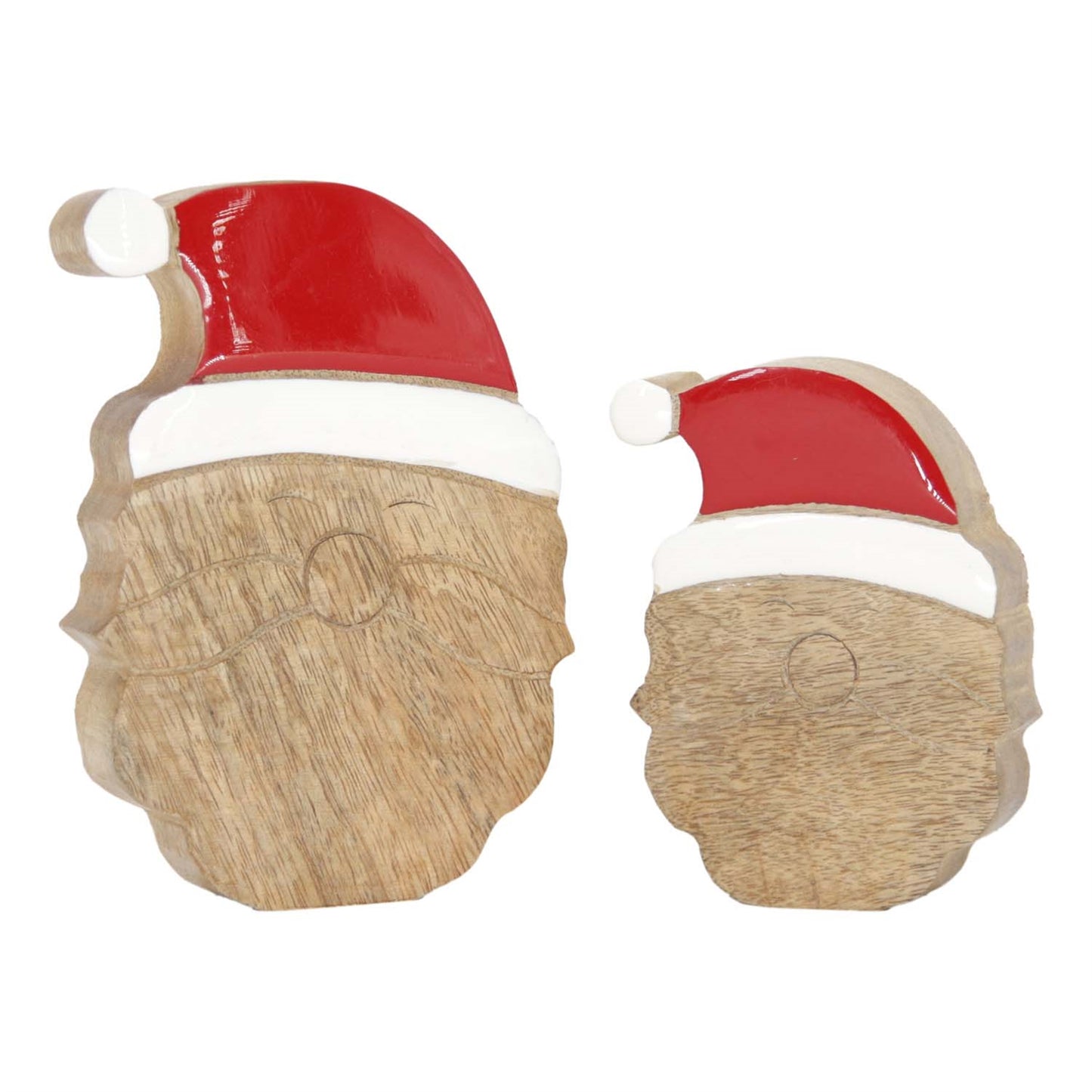 Set of 2 Mango Wood Santa Faces