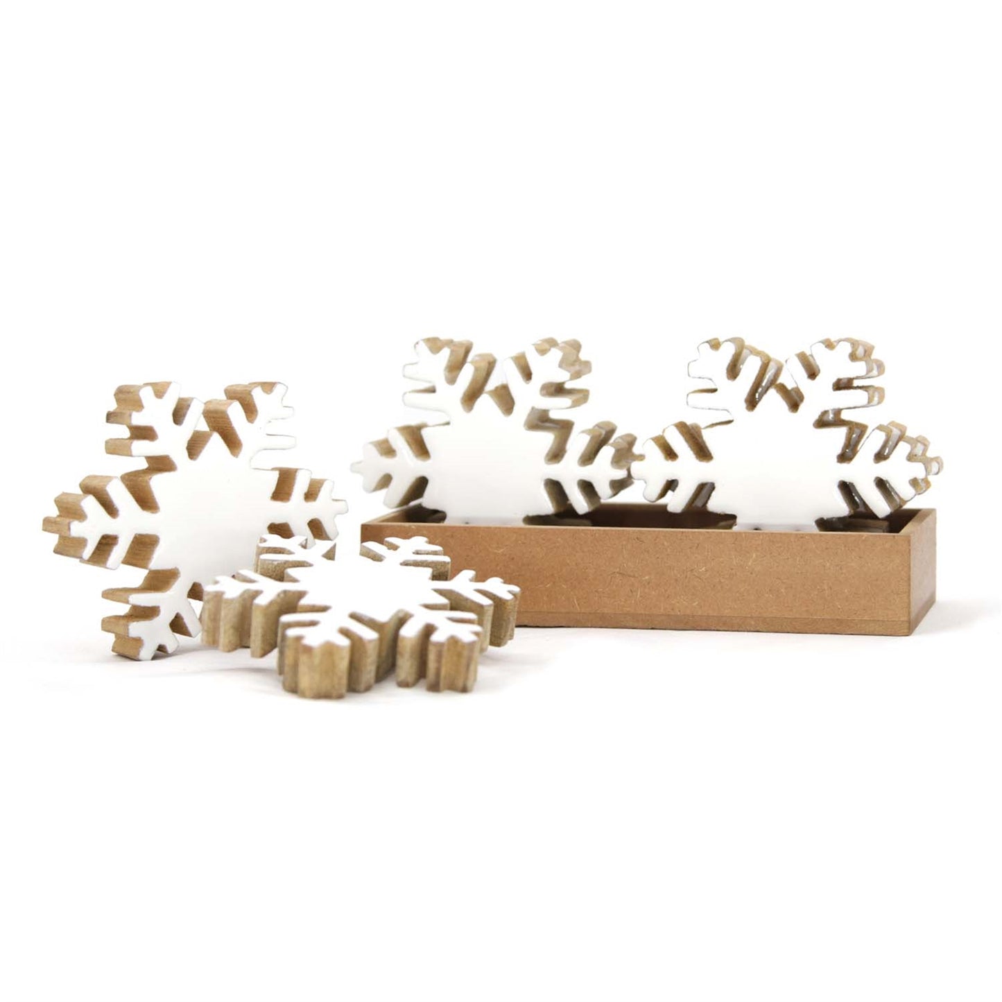 Set of 6 White Enamel Snowflakes