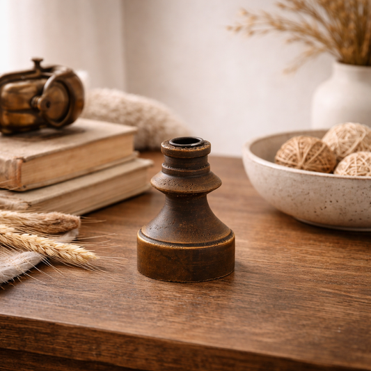 Black Distressed Wood Taper Holder