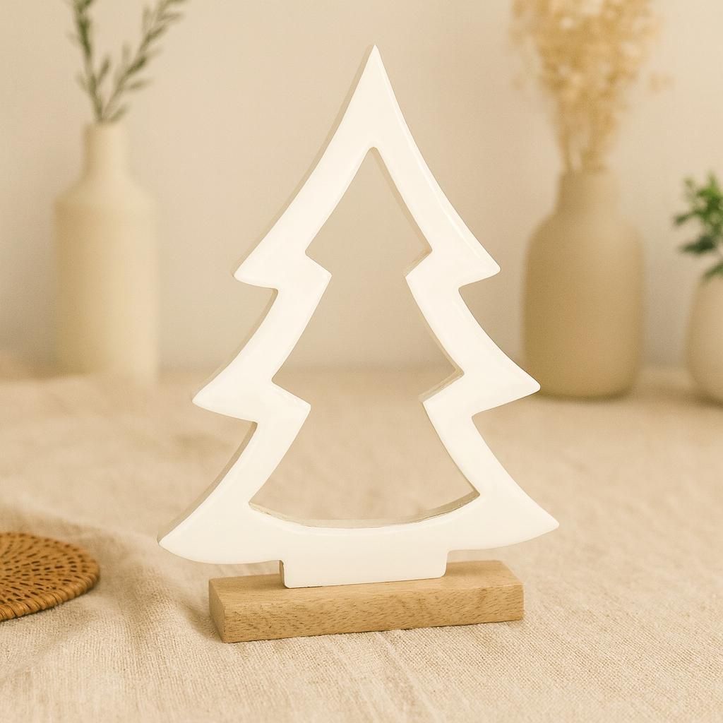 Large White Enamel Cutout Pine Tree
