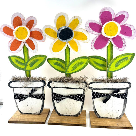 Tall Flower Pots on Base - Asst Colors