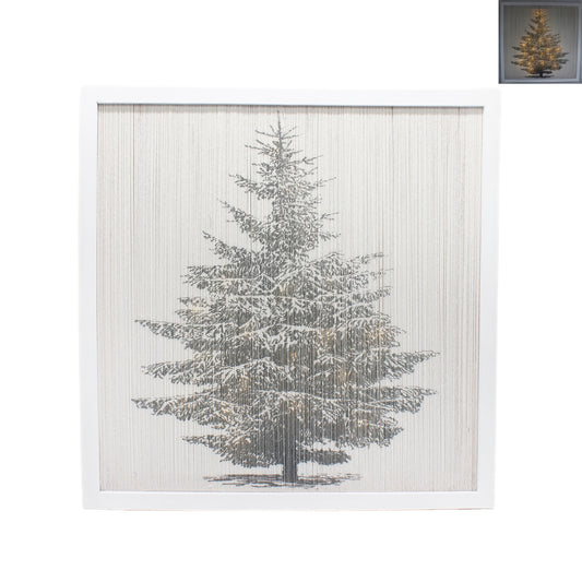 Medium Lighted White Frame Christmas Tree Sign