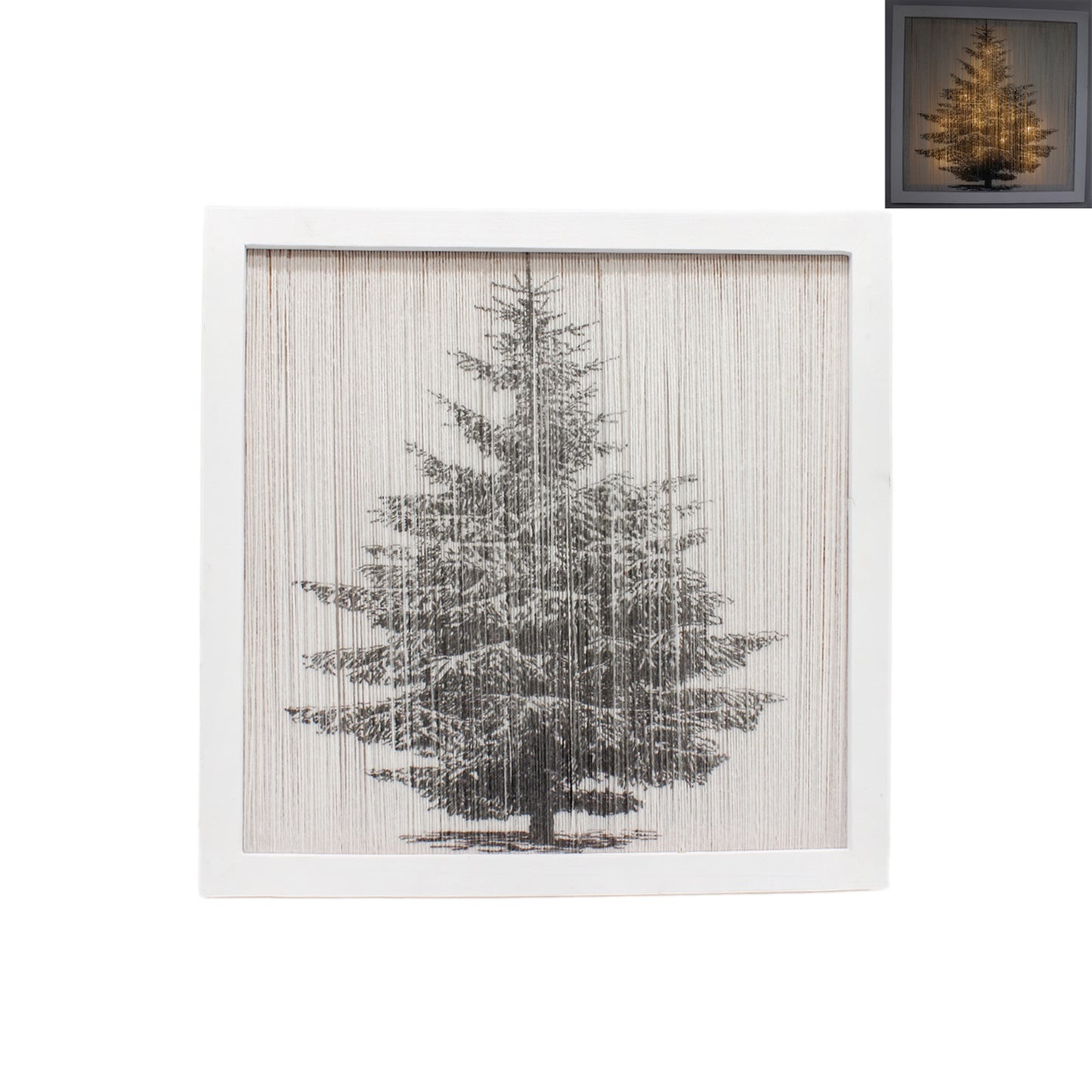 Small Lighted White Frame Christmas Tree Sign