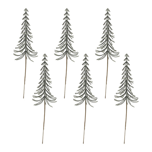Set of 6 Green Bottlebrush Trees