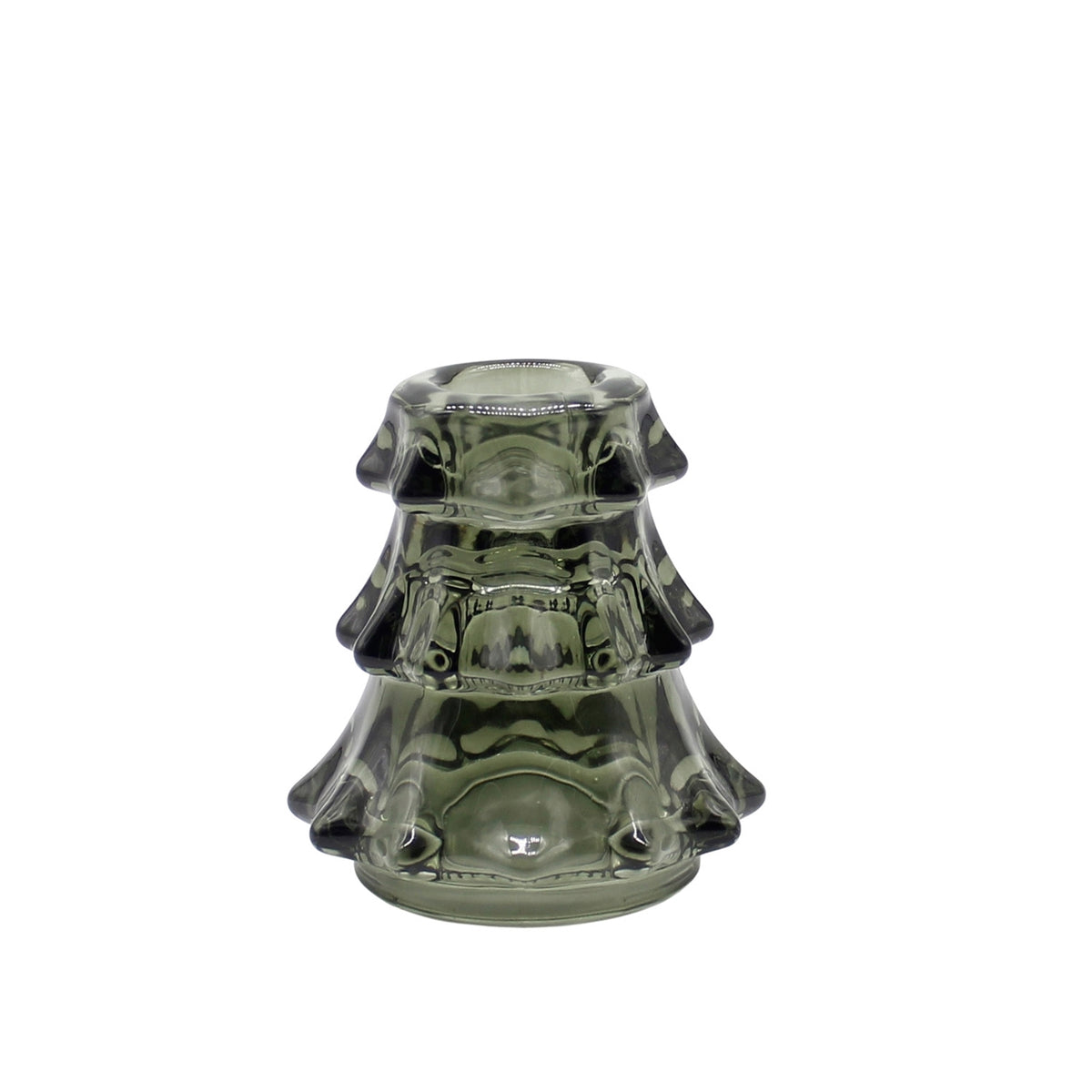 3" Green Glass Tree Taper Holder