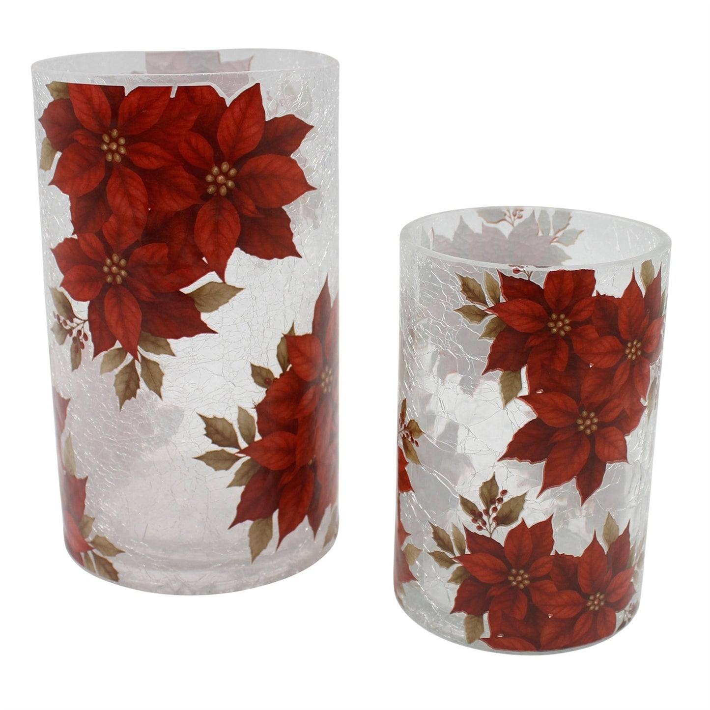 Set of 2 Poinsettia Jars