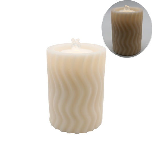 Small Wavy Cream LED Water Fountain Candle