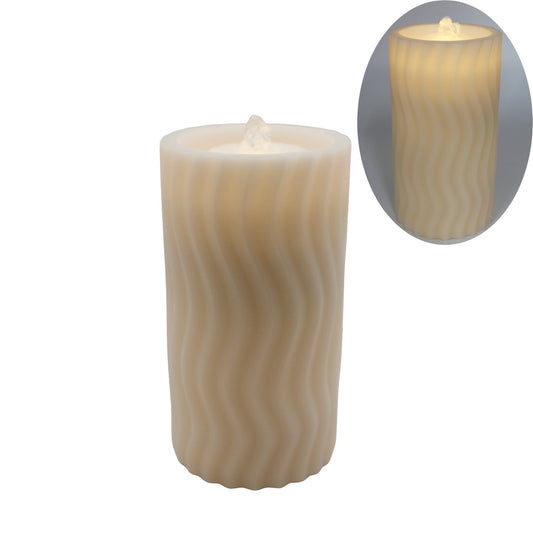 Large Wavy Cream LED Water Fountain Candle