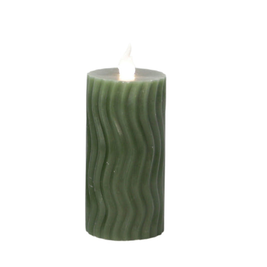 Short Wavy Dark Green LED Pillar