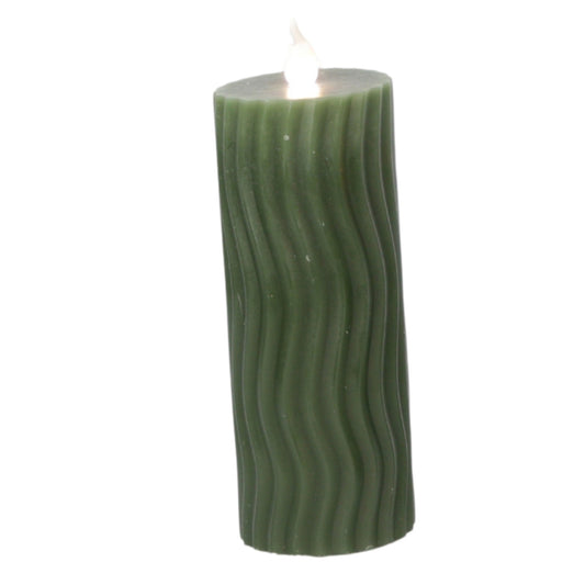 Tall Wavy Dark Green LED Pillar