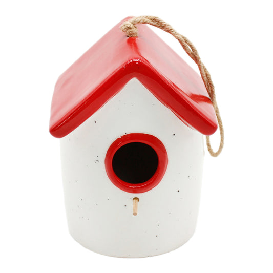 Porcelain Red-Roof Birdhouse