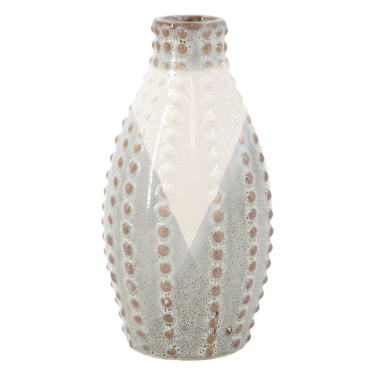 Cream and Tan Dimpled Tall Vase