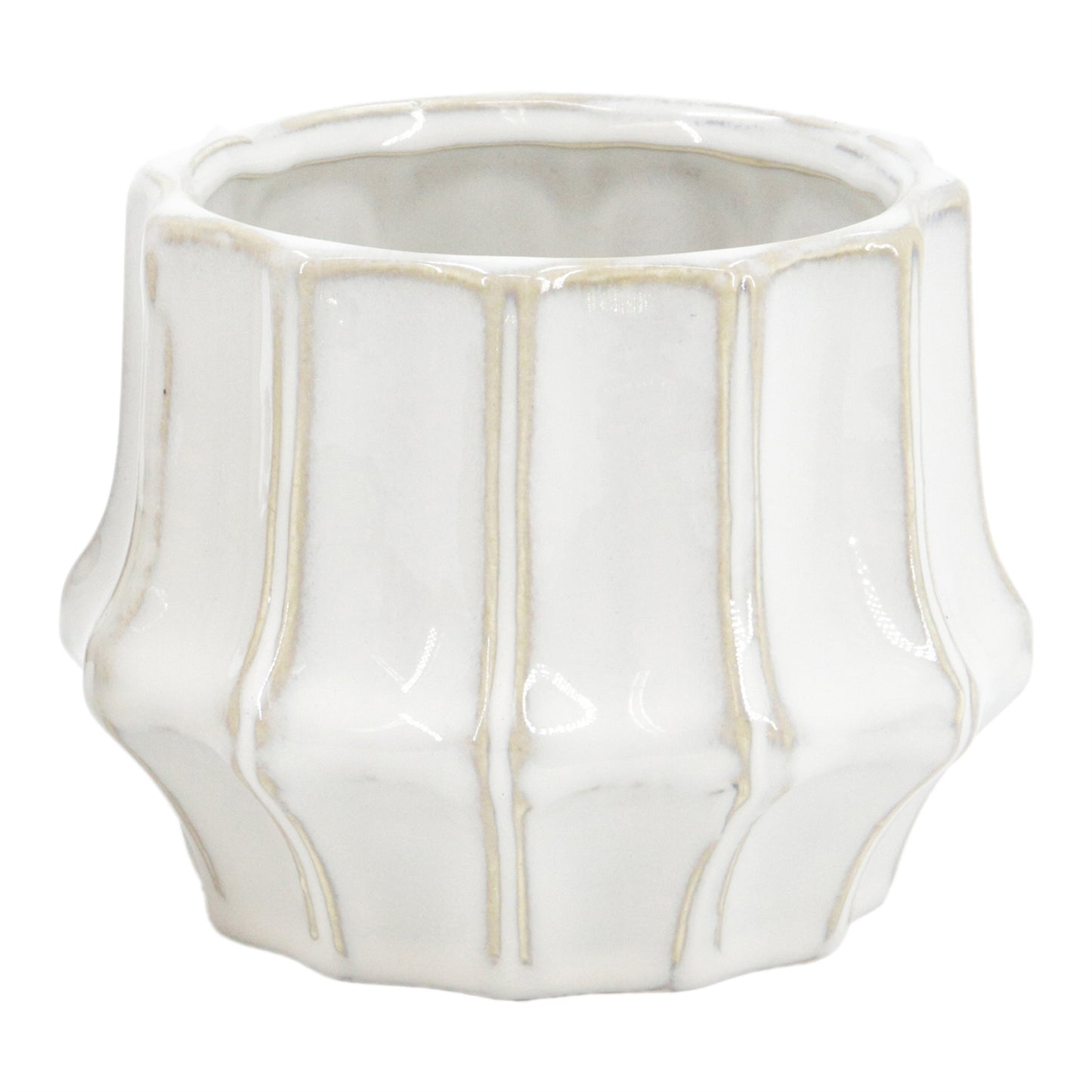 White Ridged Porcelain Planter