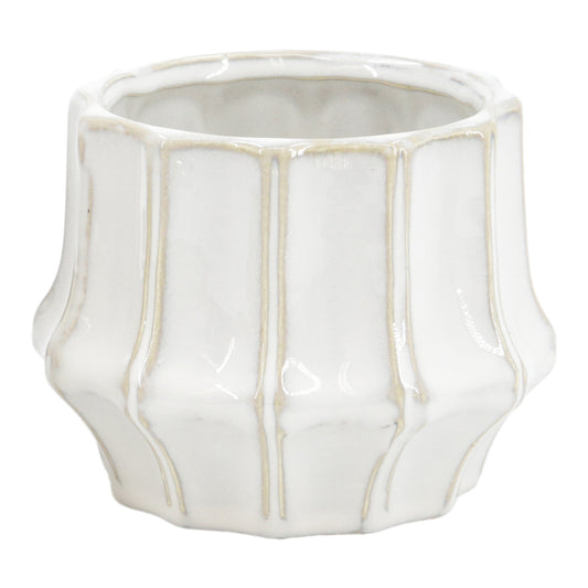 White Ridged Porcelain Planter